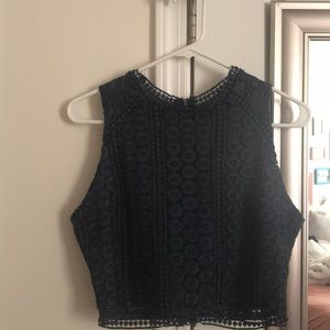 Navy lace Abercrombie crop top